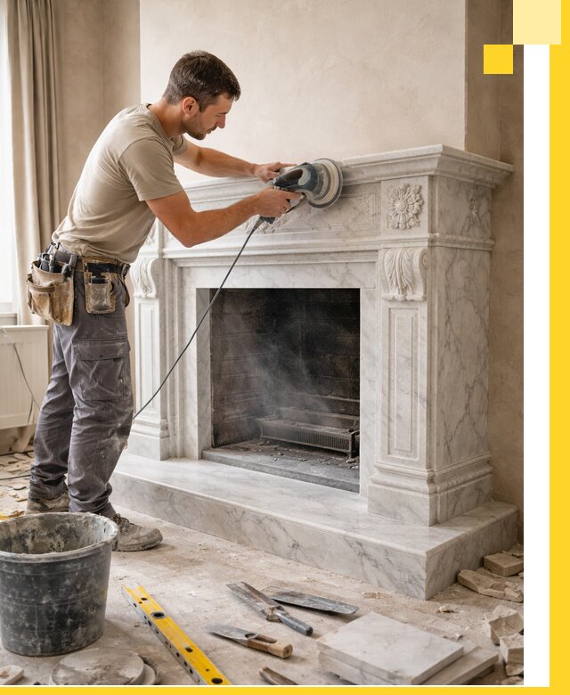 Изготовление и установка мраморных каминов в Нижнеудинске под ключ