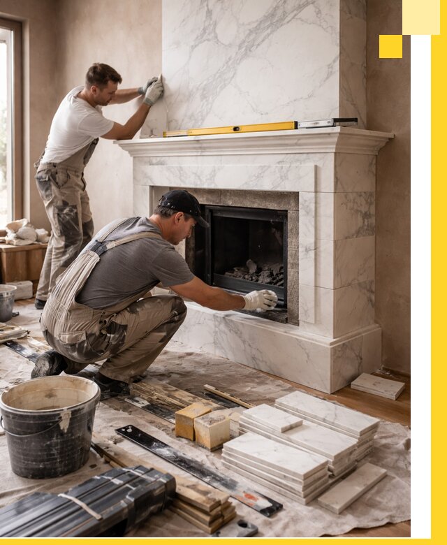 Отделка каминов в Нижнеудинске качественные облицовочные работы