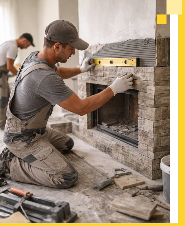 Облицовка каминов в Нижнеудинске, монтаж и отделка натуральным камнем