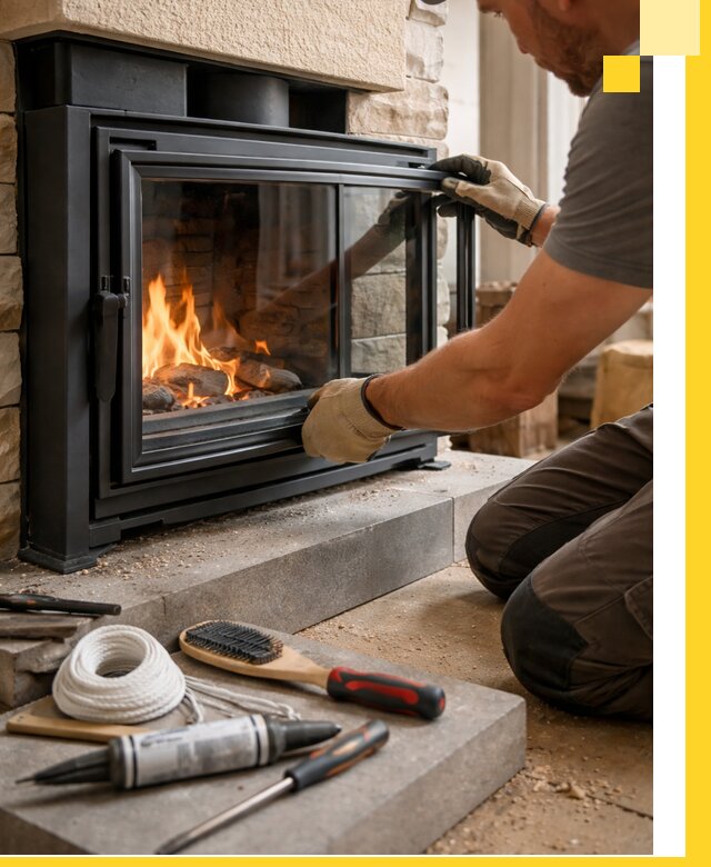 Производство, монтаж и доставка каминов со стеклом в Нижнеудинске