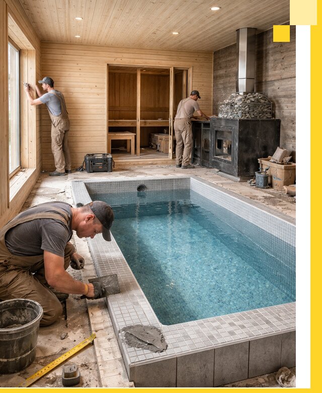 Проект бани с бассейном и сауной в Нижнеудинске под ключ