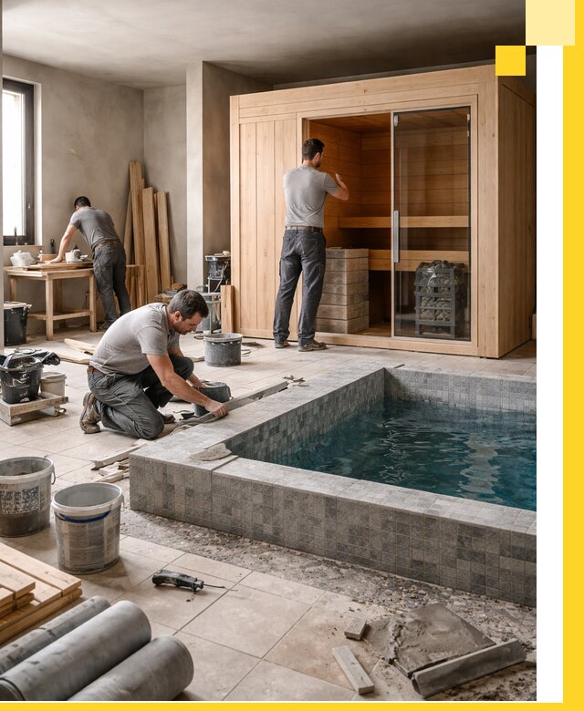 SPA зоны под ключ с бассейном сауной и печью в Нижнеудинске